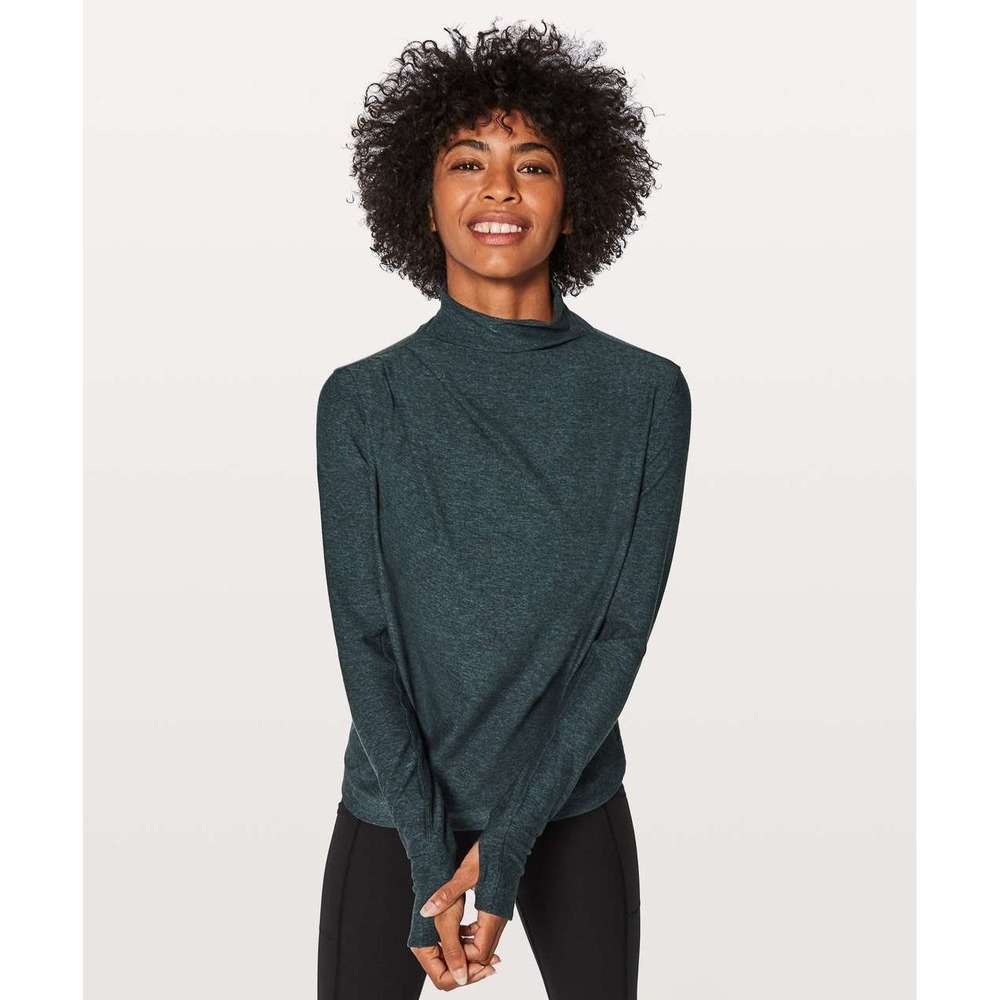 Lululemon Morning Miles Long Sleeve Heathered Nocturnal Teal Size 2 Athleisure